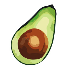 Isolated abstract illustration of an avocado on a white background. Ingredient for cooking