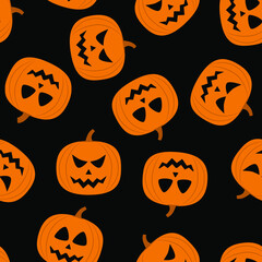 Halloween pumpkins. Seamless pattern tile.