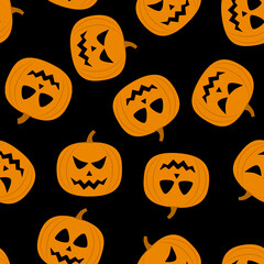 Halloween pumpkins. Seamless pattern tile.