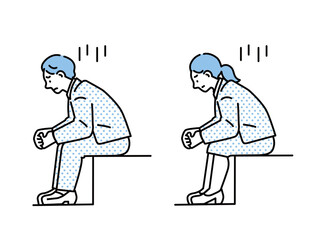 落ち込む、業績不振、仕事の失敗を表すイラスト(疲労、モチベーション、やる気、絶望) Illustrations of depression, poor performance, and job failures .fatigue, motivation, motivation, despair