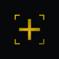 Add gold plated metalic icon or logo vector