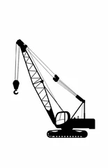 Fotobehang Vector icon of hydraulic crawler mobile crane. Signs. © Александр Байдук