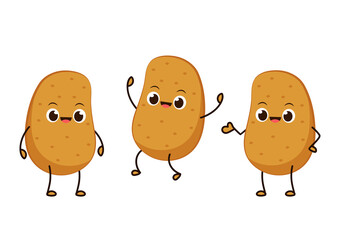 Potato character design. Potato vector. Potato cartoon on white background.