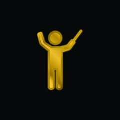 Bandmaster gold plated metalic icon or logo vector