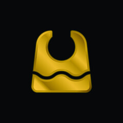 Baby Bib gold plated metalic icon or logo vector