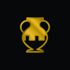 Ancient Jar Outline In A Museum gold plated metalic icon or logo vector