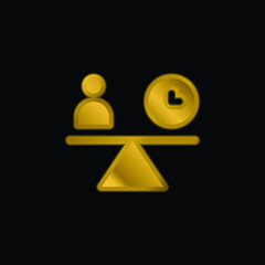 Balance gold plated metalic icon or logo vector