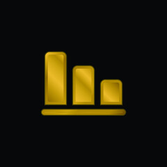 Bar Chart gold plated metalic icon or logo vector
