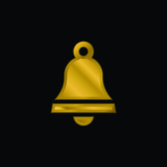 Bell gold plated metalic icon or logo vector