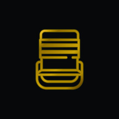 Beach Chair gold plated metalic icon or logo vector