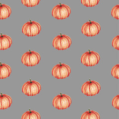 static pumpkin pattern on a gray background watercolor