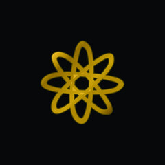 Atom Hand Drawn Symbol gold plated metalic icon or logo vector