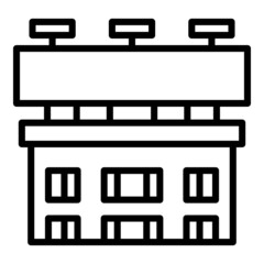 Building outdoor advertising icon. Outline building outdoor advertising vector icon for web design isolated on white background