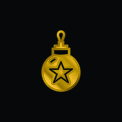 Bauble gold plated metalic icon or logo vector