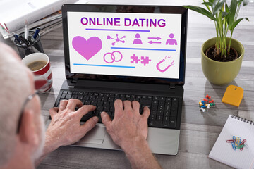 Online dating concept on a laptop screen