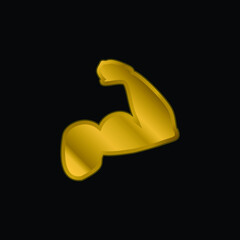 Biceps Of A Man gold plated metalic icon or logo vector