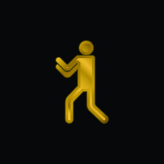 Boxing Silhouette gold plated metalic icon or logo vector