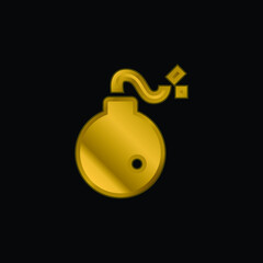 Bomb gold plated metalic icon or logo vector