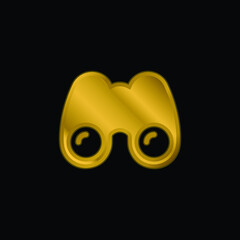 Binoculars gold plated metalic icon or logo vector