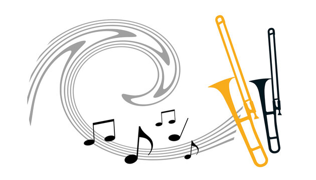trombone music notes abstract design clip art preview