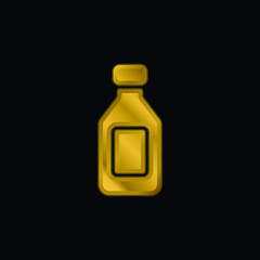 Bottle gold plated metalic icon or logo vector