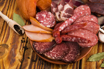 many types of sausages and salami