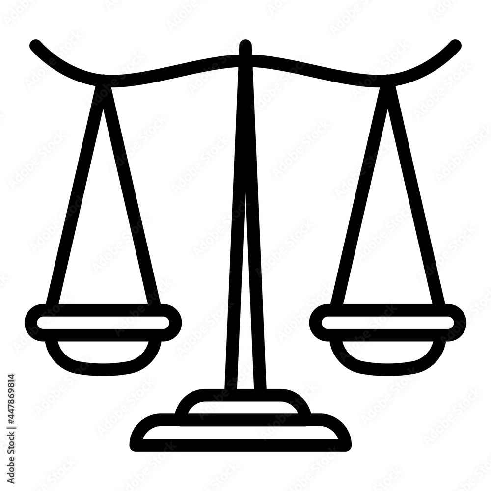 Poster courthouse balance icon. outline courthouse balance vector icon for web design isolated on white bac