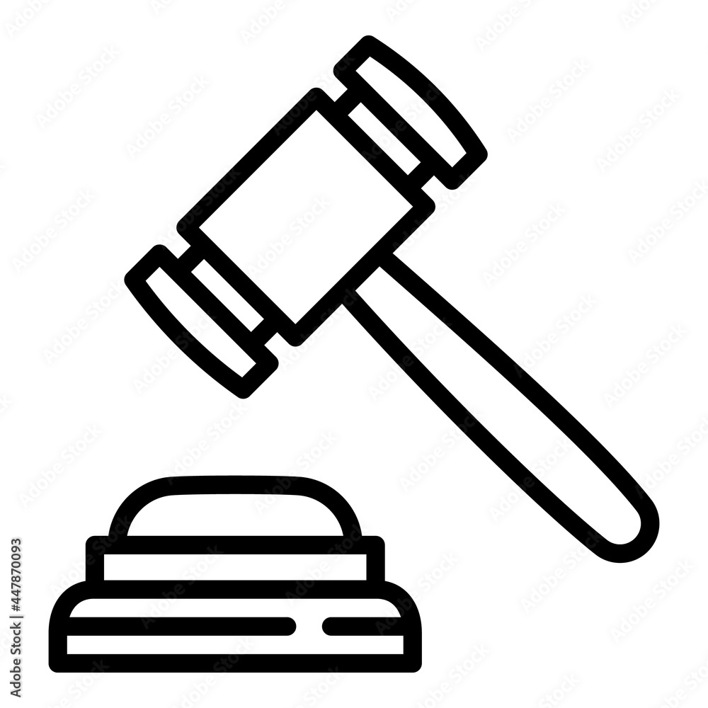 Poster courthouse judge gavel icon. outline courthouse judge gavel vector icon for web design isolated on w