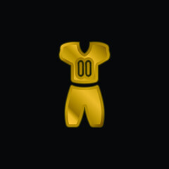 American Football Clothes gold plated metalic icon or logo vector