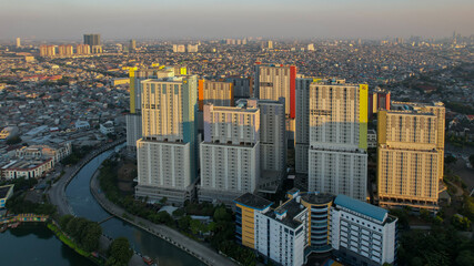 Aerial view on the Wisma Athlete Kemayoran becomes COVID 19 Emergency Hospital in Indonesia. Jakarta, Indonesia