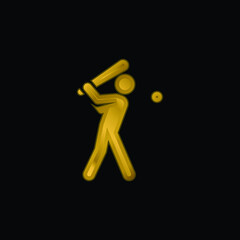 Baseball gold plated metalic icon or logo vector