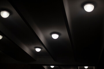 Ceiling lamps. Ceiling lighting in the subway.