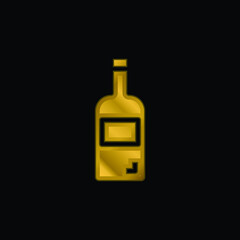Bottle gold plated metalic icon or logo vector