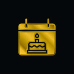 Birthday gold plated metalic icon or logo vector