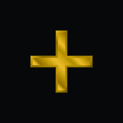 Add gold plated metalic icon or logo vector