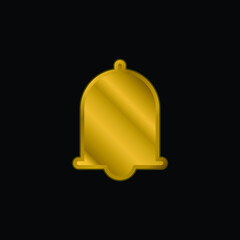 Alarm gold plated metalic icon or logo vector