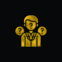 Anonymity gold plated metalic icon or logo vector