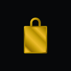 Bag gold plated metalic icon or logo vector
