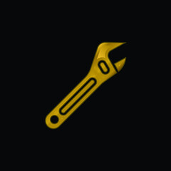 Obraz premium Adjustable Spanner gold plated metalic icon or logo vector