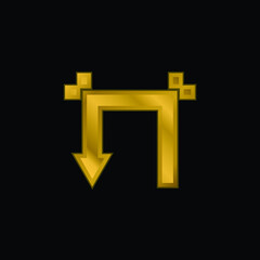 Fototapeta premium Arrow With Two Straight Angles gold plated metalic icon or logo vector