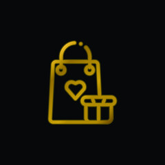 Bag gold plated metalic icon or logo vector