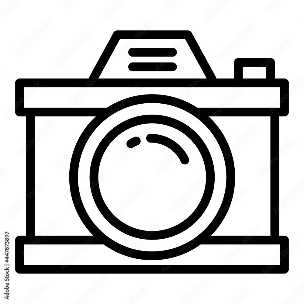 Poster retro camera icon. outline retro camera vector icon for web design isolated on white background