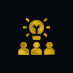 Brainstorming gold plated metalic icon or logo vector