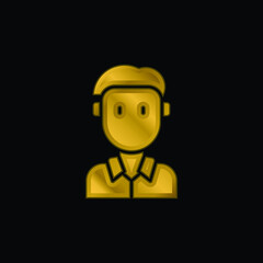 Boy gold plated metalic icon or logo vector