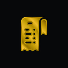Bill gold plated metalic icon or logo vector
