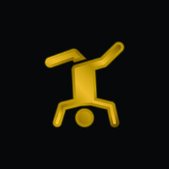 Breakdance gold plated metalic icon or logo vector