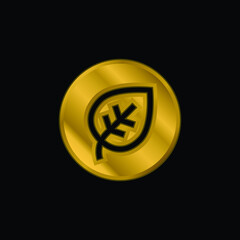 Biological gold plated metalic icon or logo vector