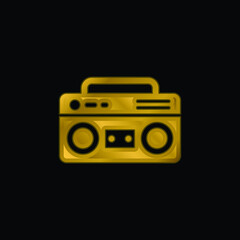 Boombox gold plated metalic icon or logo vector