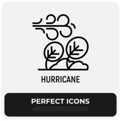 Hurricane, storm, tornado, thunderstorm thin line icon. Natural disaster, catastrophe. Vector illustration.