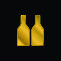 Bottle gold plated metalic icon or logo vector
